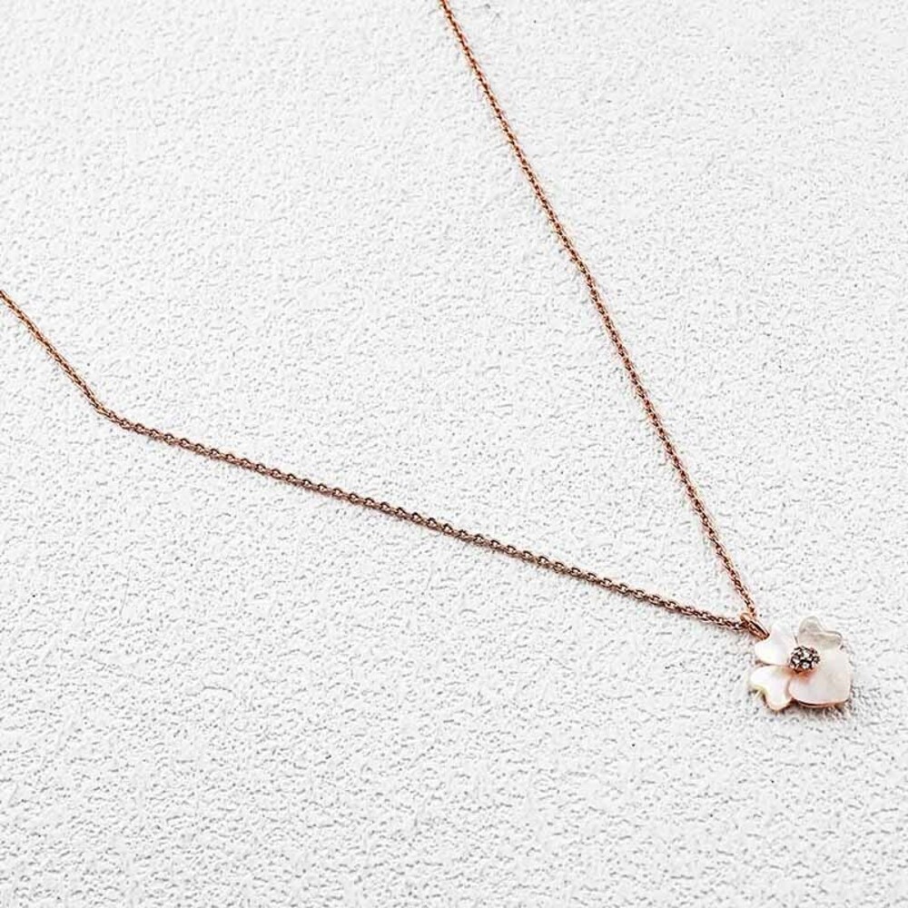 kate spade rose gold chain necklace with white flower pendant